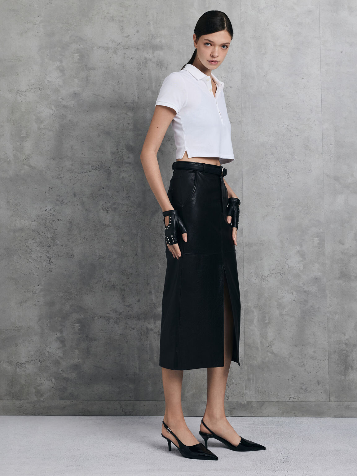 パテントキトゥンヒール ポインテッドトゥスリングバックパンプス, ブラックパテント, hi-res