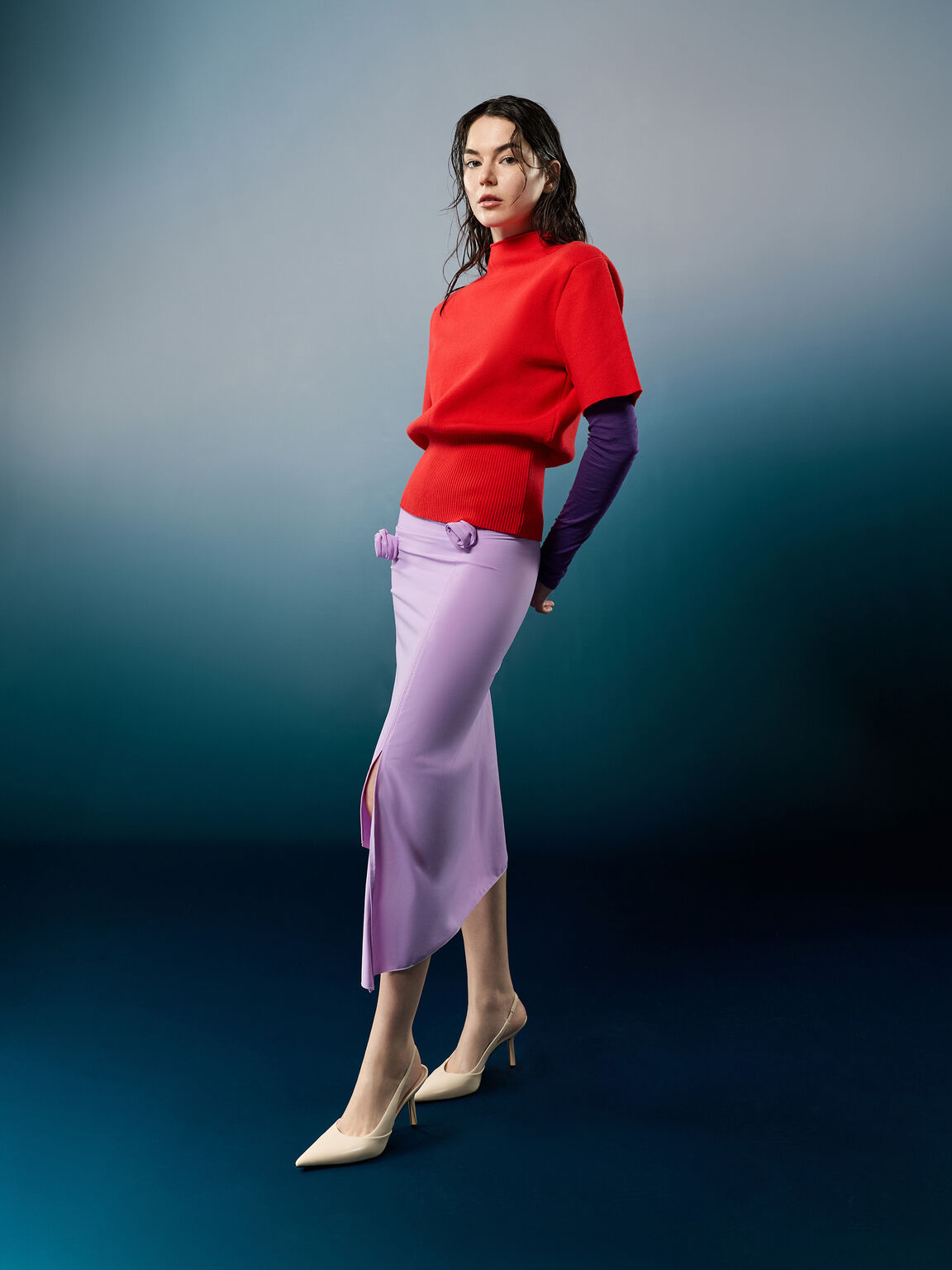 Taylen テイレン スリングバッグパンプス, ベージュ, hi-res