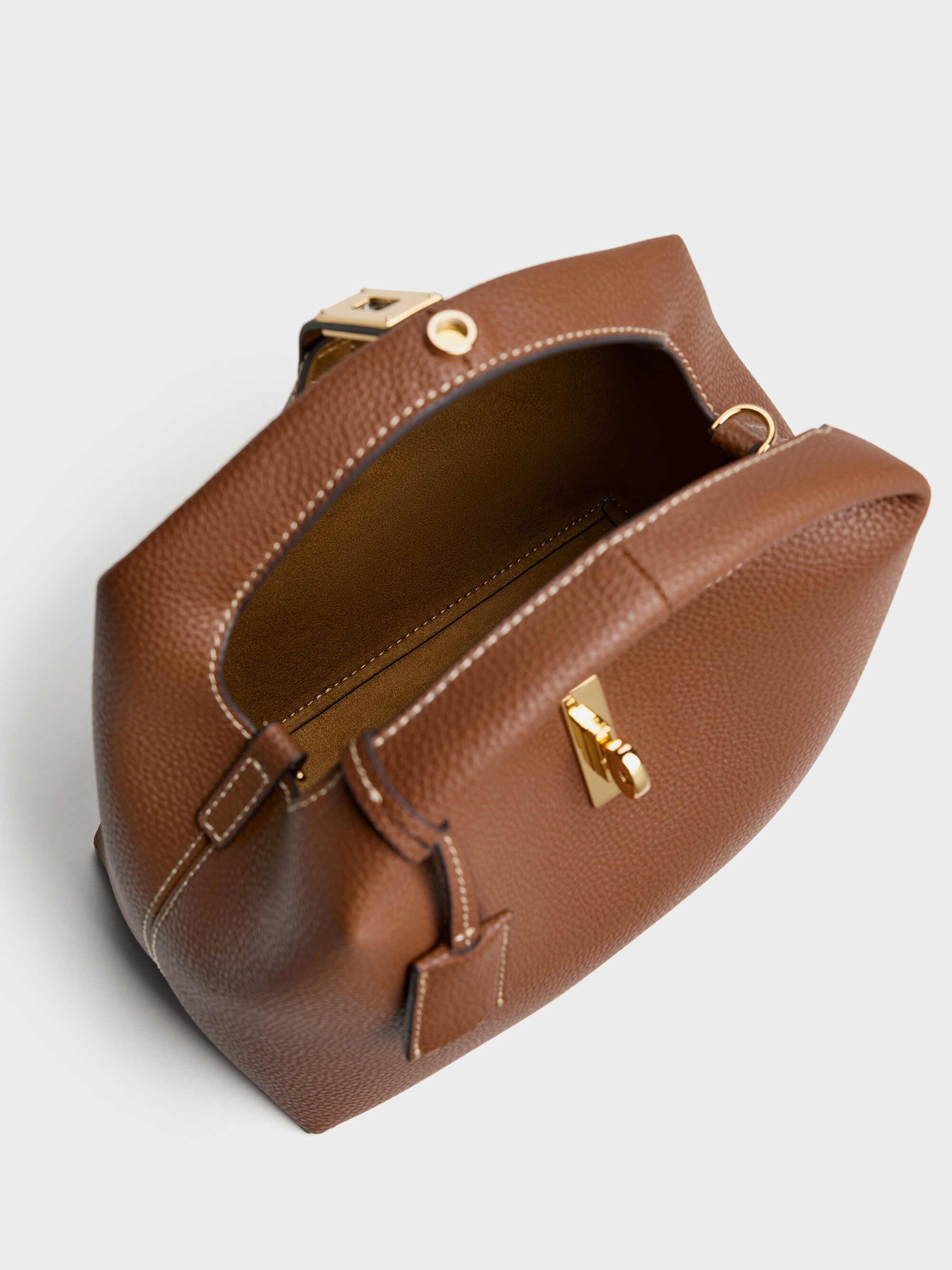 Chance チャンス メタリックアクセントバケットバッグ - チョコレート