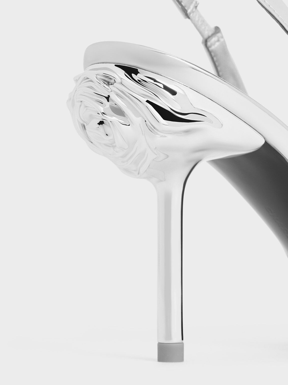 Flor フロール ローズヒールスリングバックパンプス, シルバー, hi-res