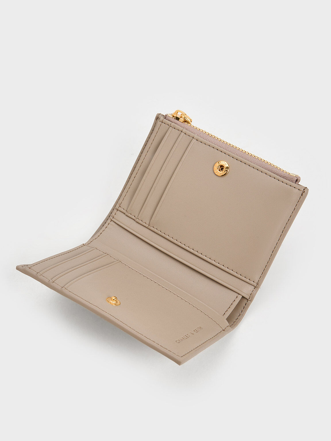 Apolline アポリーネ テクスチャートップジップウォレット, トープ, hi-res