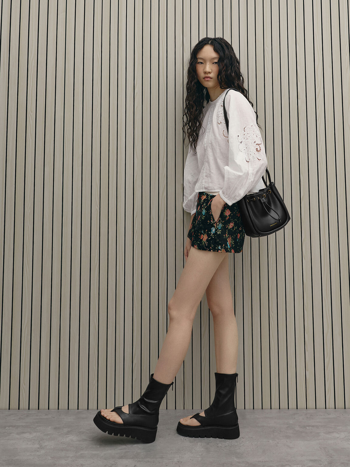 Lyla ライラ チューブラーバケットバッグ, ブラック, hi-res