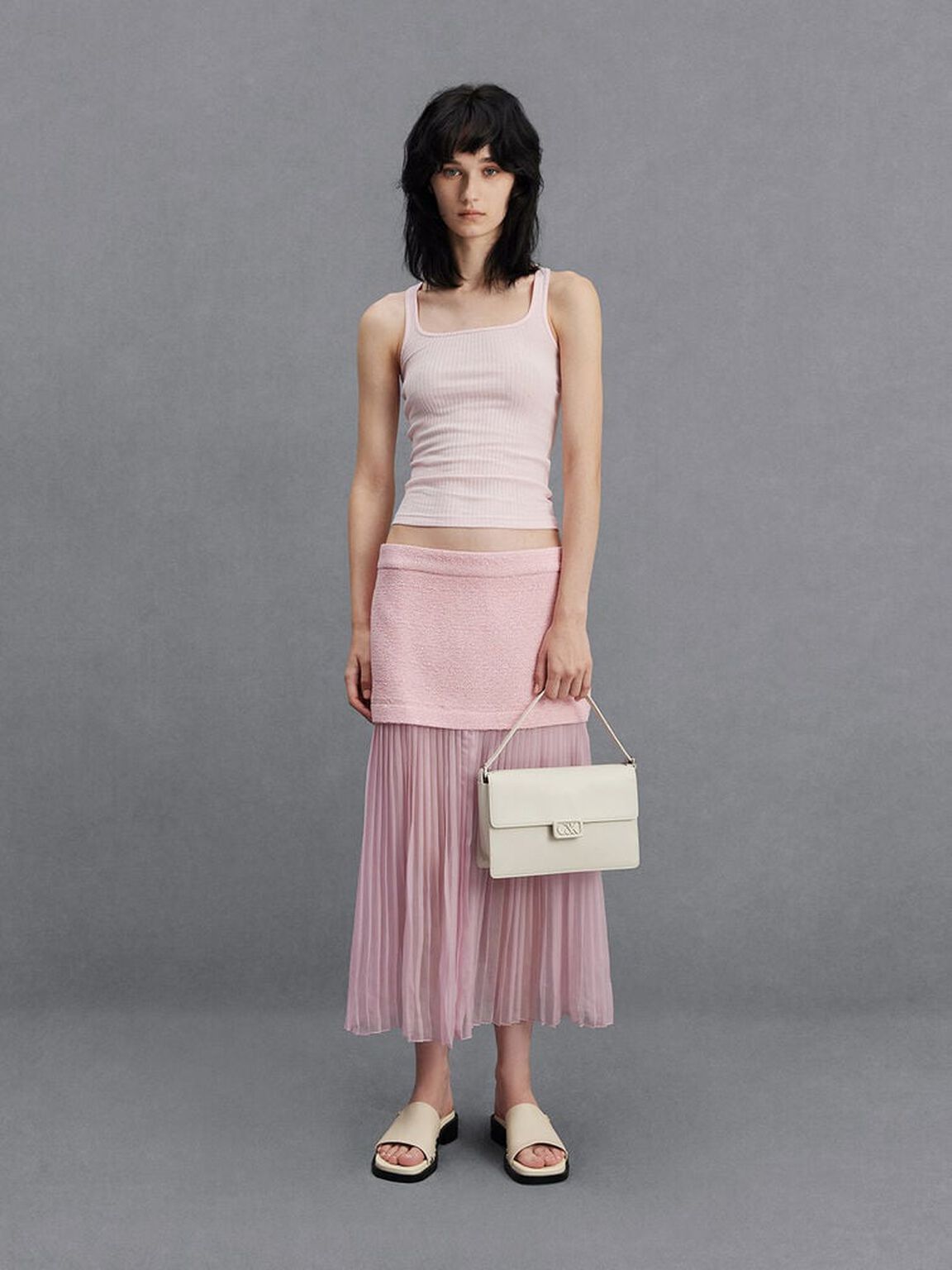 レザー ショルダーバッグ, ホワイト, hi-res