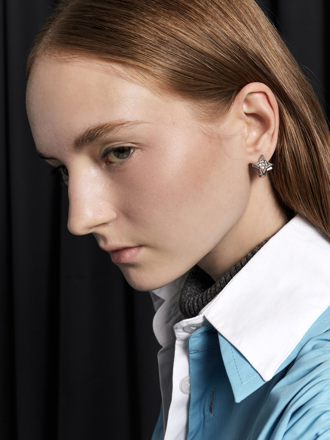 Everest エベレスト スターダストクリスタルピアス, シルバー, hi-res