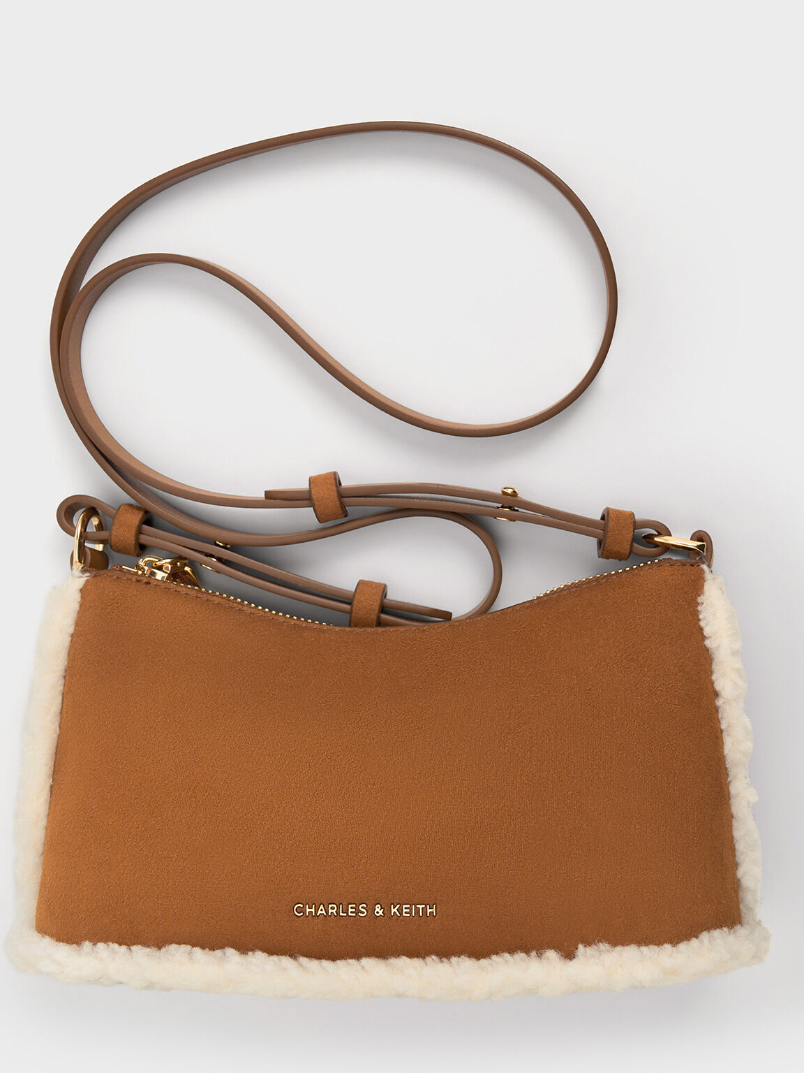 Robyn ロビン テクスチャーフートリムチェーンハンドルバッグ, ブラウン, hi-res