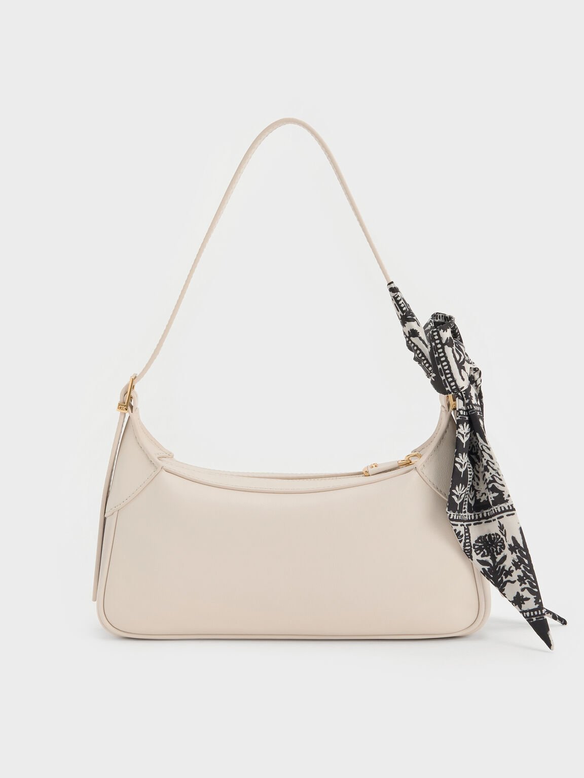 Cerese サリーズ レザースカーフハンドル ショルダーバッグ, チョーク, hi-res