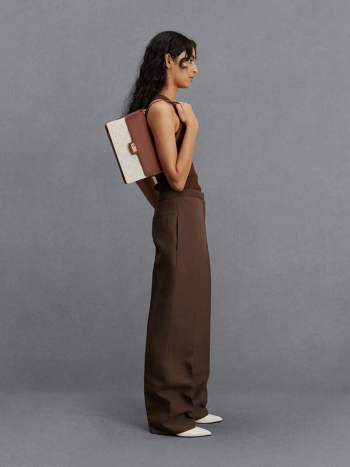 レザー ショルダーバッグ, コニャック, hi-res