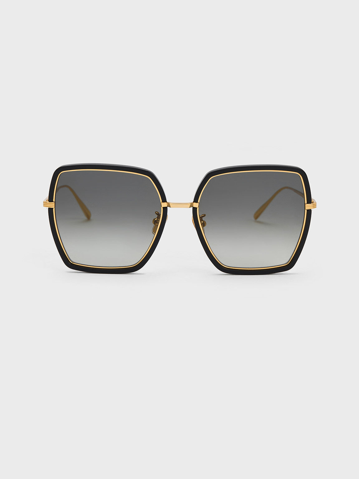 オーバーサイズ スクエアバタフライサングラス, ブラック, hi-res