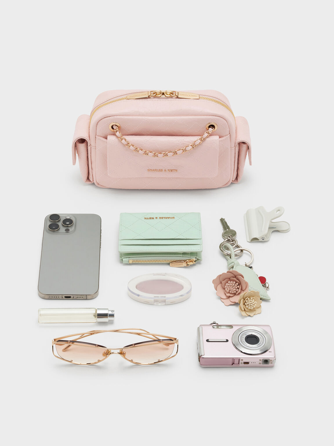 Duo ドゥオ キルトクロスボディーバッグ, ソフトピンク, hi-res