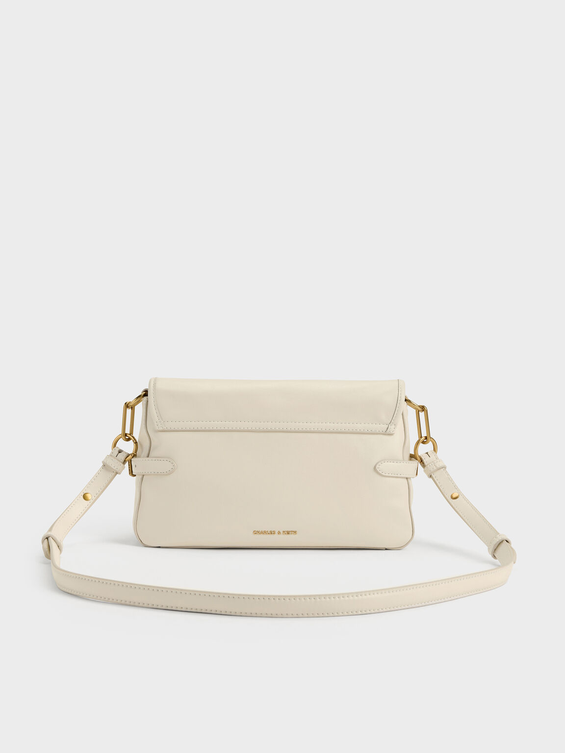 Gwynne グウィン メタリックバックル ベルトショルダーバッグ, クリーム, hi-res