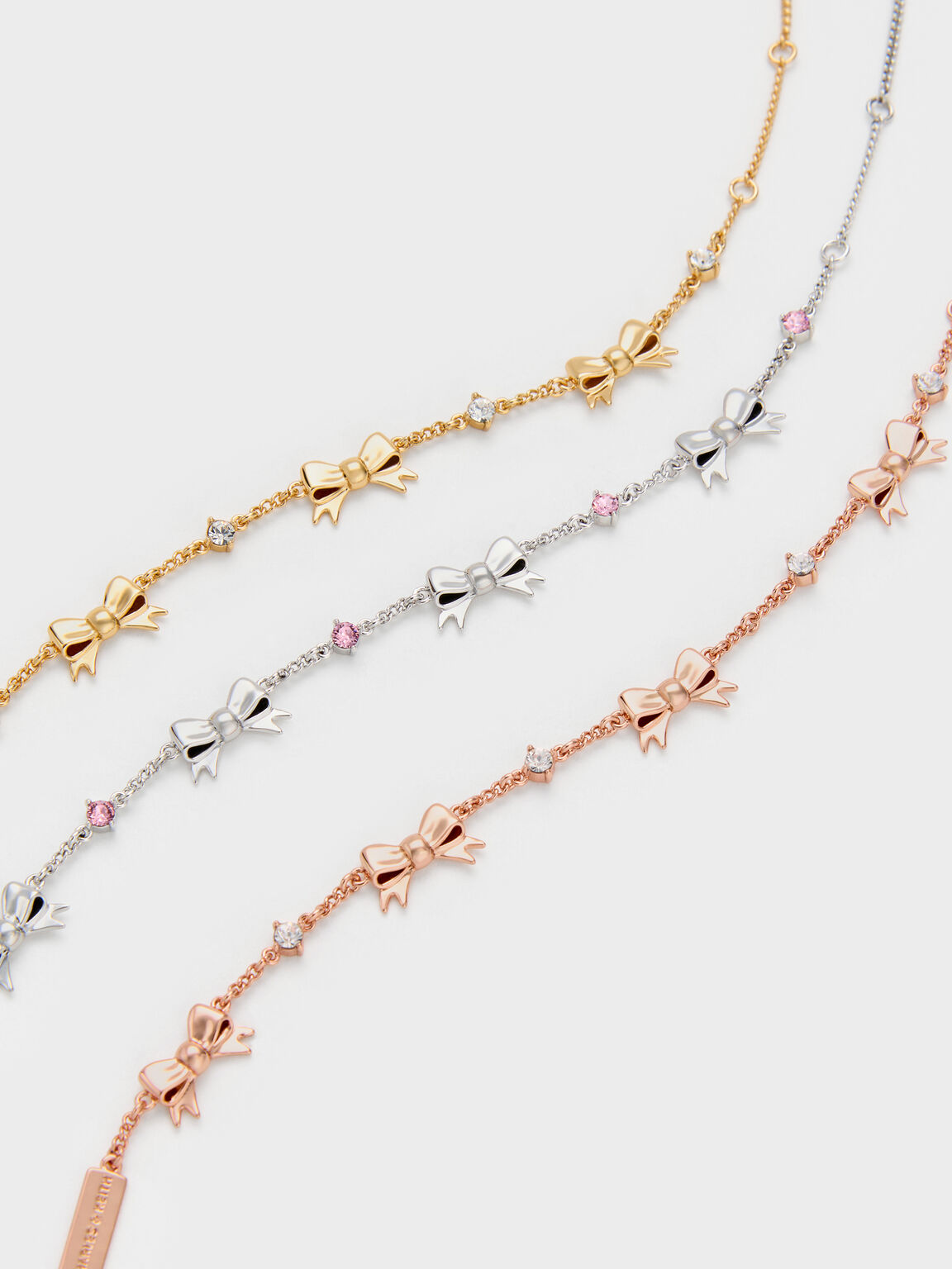 Paige ページ ボウクリスタルブレスレット, ゴールド, hi-res