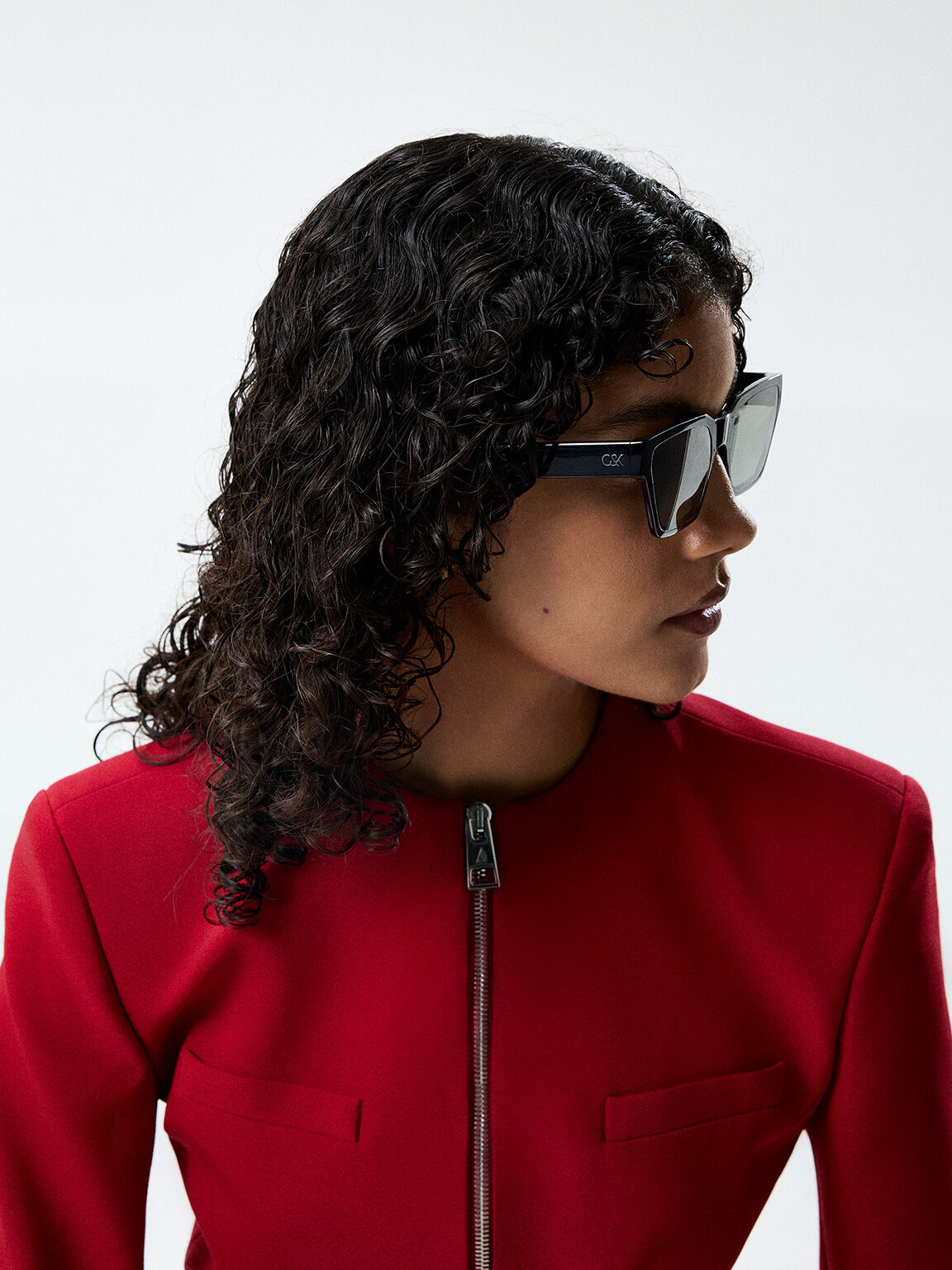 アセテート アンギュラーサングラス, ジェットブラック, hi-res