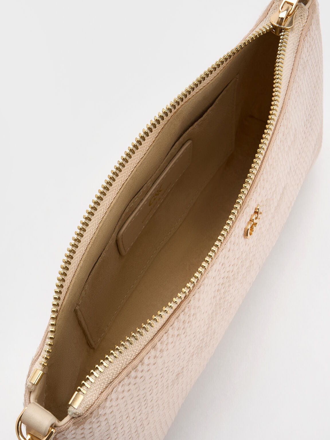 レザー&メッシュ スパンコールショルダーバッグ, シャンパンヌード, hi-res