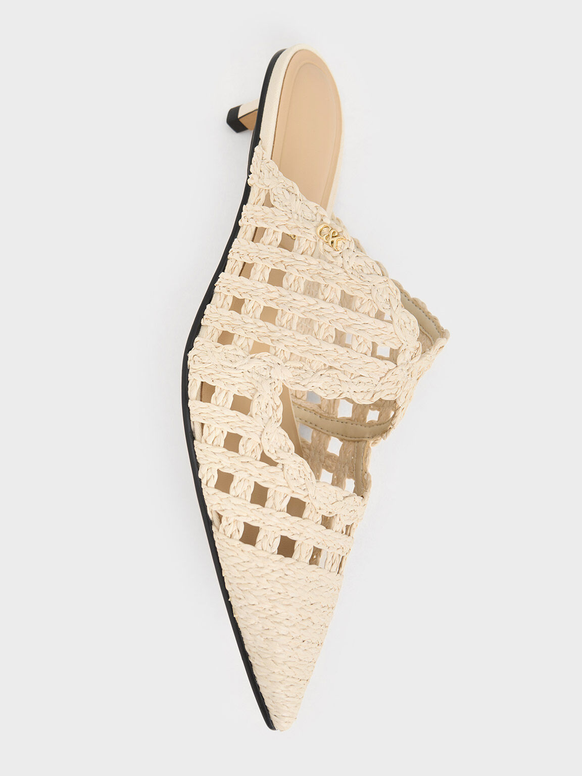 ラフィア キトンヒールポインテッドトゥミュール, ホワイト, hi-res