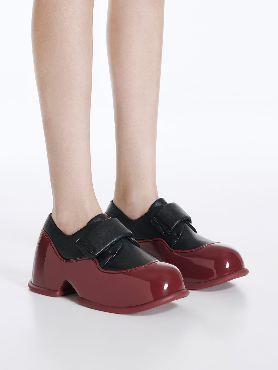 Pixie ピクシー パテントプラットフォームローファー, レッド, hi-res