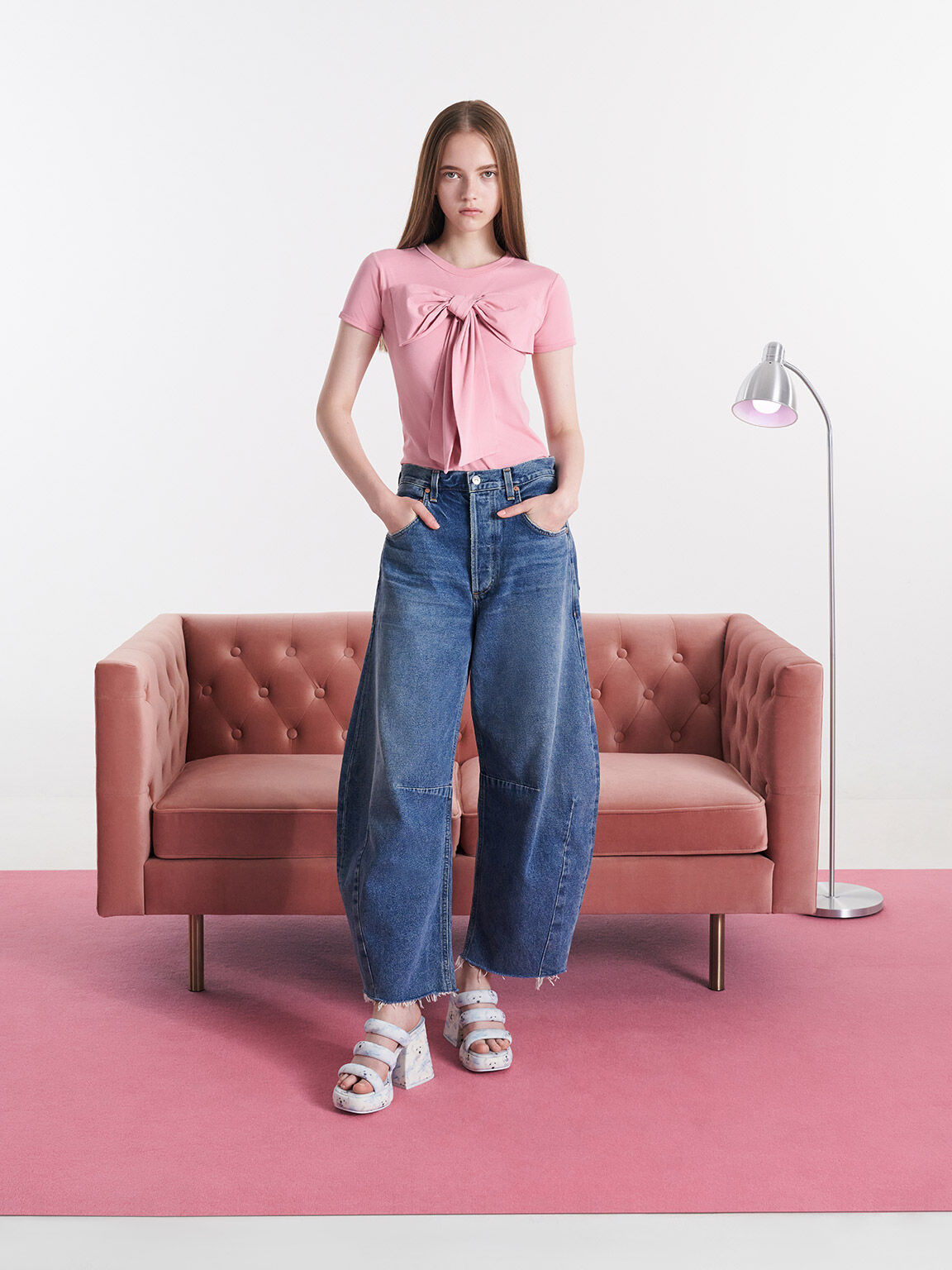 Tattie タッチ パッフィーストラッププラットフォームミュール, ライトブルー, hi-res