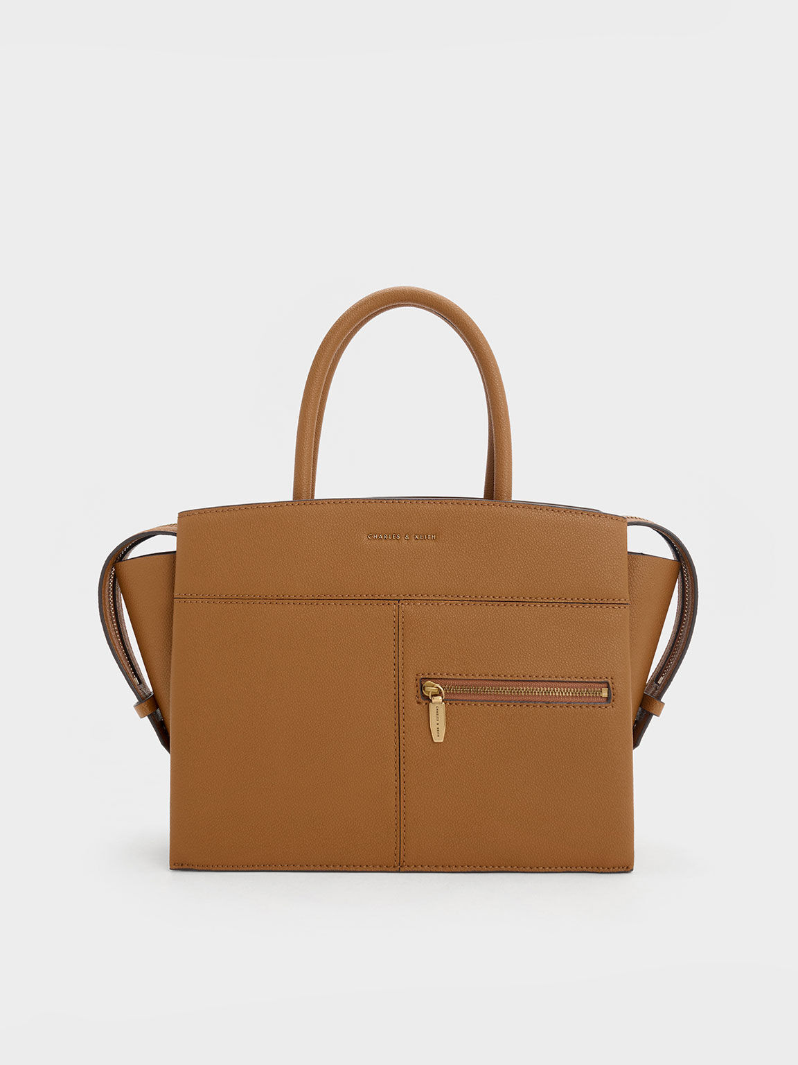 Anwen アンウェン トラペーズトップハンドルバッグ, チョコレート, hi-res