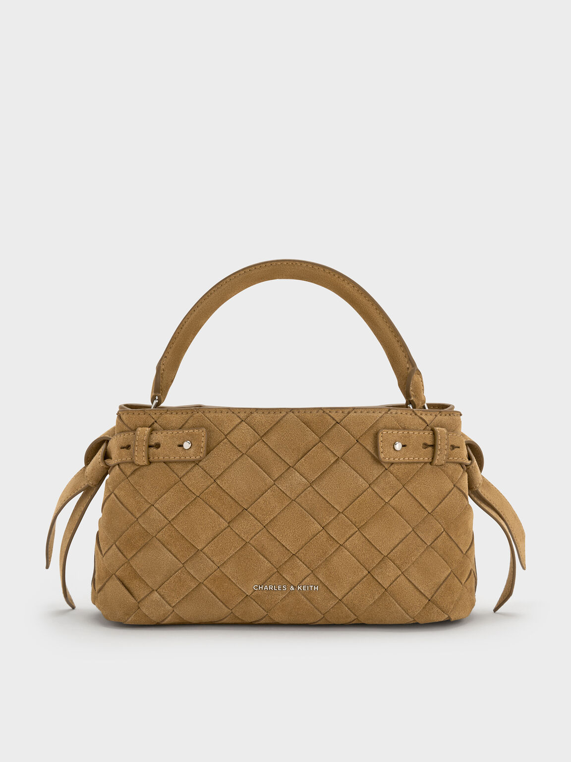 Ivette イヴェット スエードウーブントップハンドルバッグ, サハラサンド, hi-res