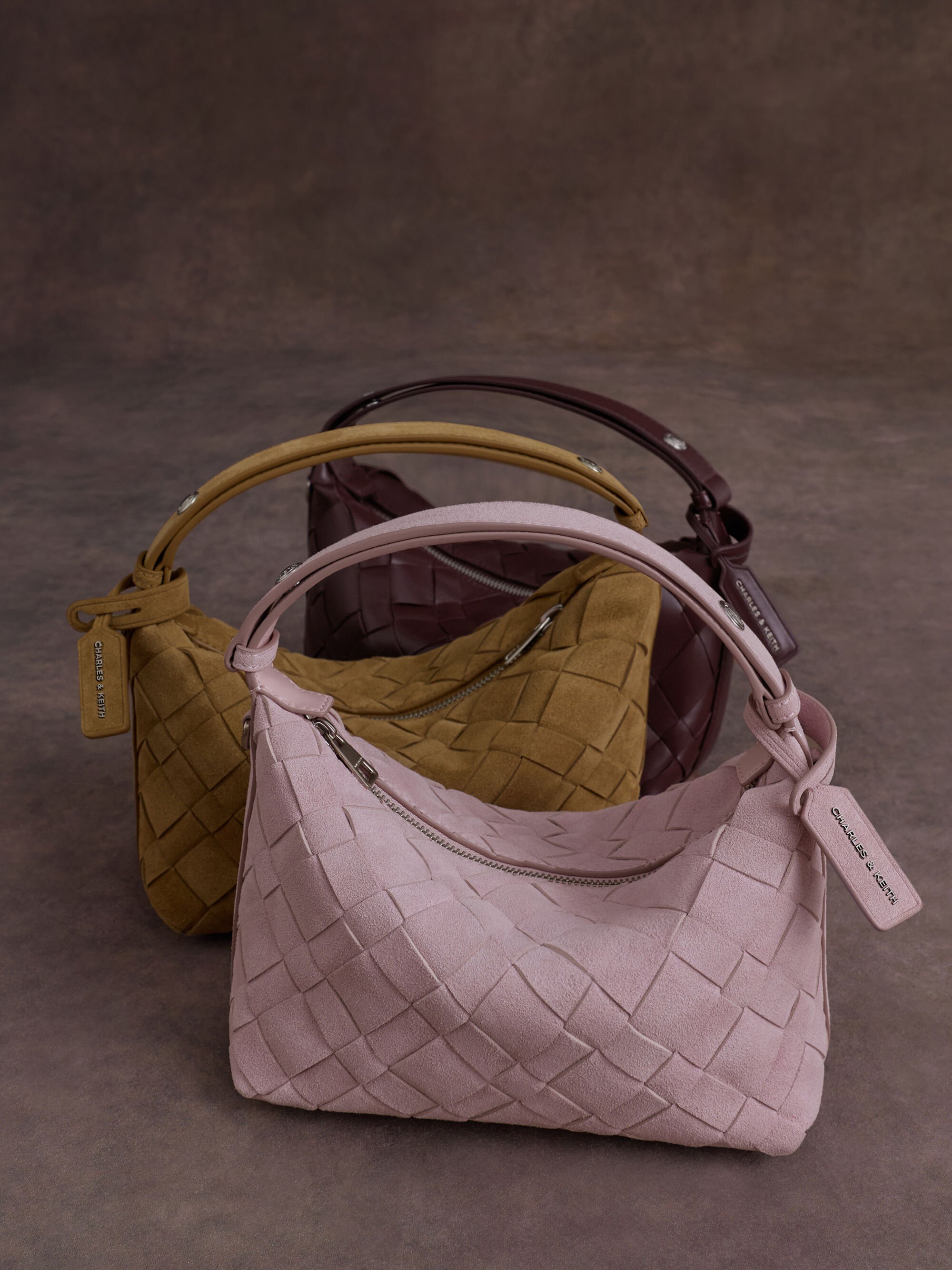 Ivette イヴェット スエードウーブンショルダーバッグ - コットン