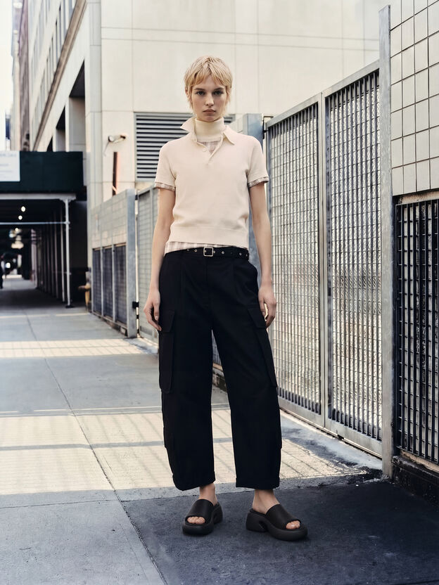 Baxie バシー シルクプラットフォームミュール, ブラックテクスチャー, hi-res