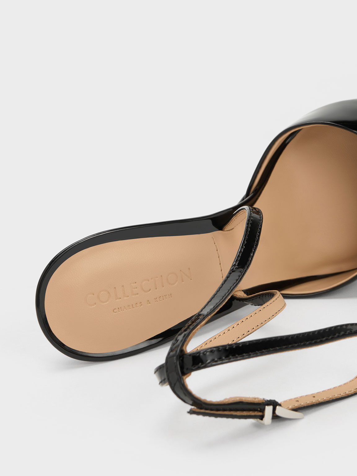 レザー アンクルストラップパンプス, ブラック, hi-res