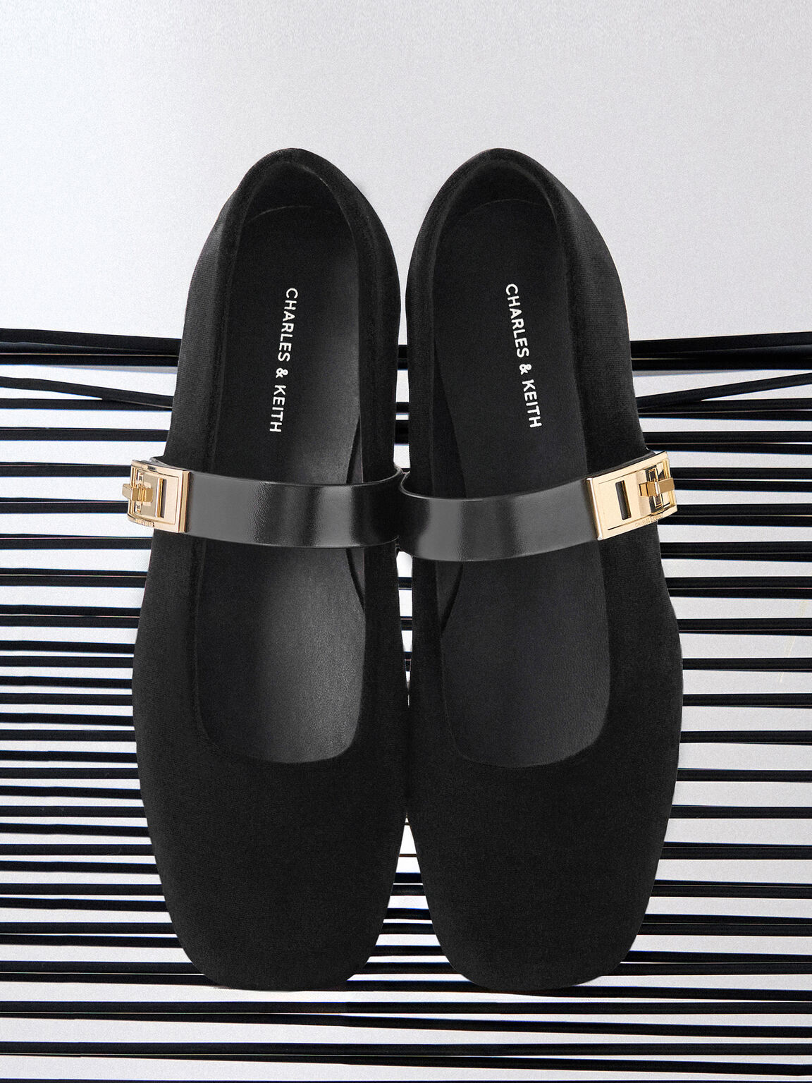 Lando ランド メタリックバックルメリージェーンパンプス, ブラックテクスチャード, hi-res