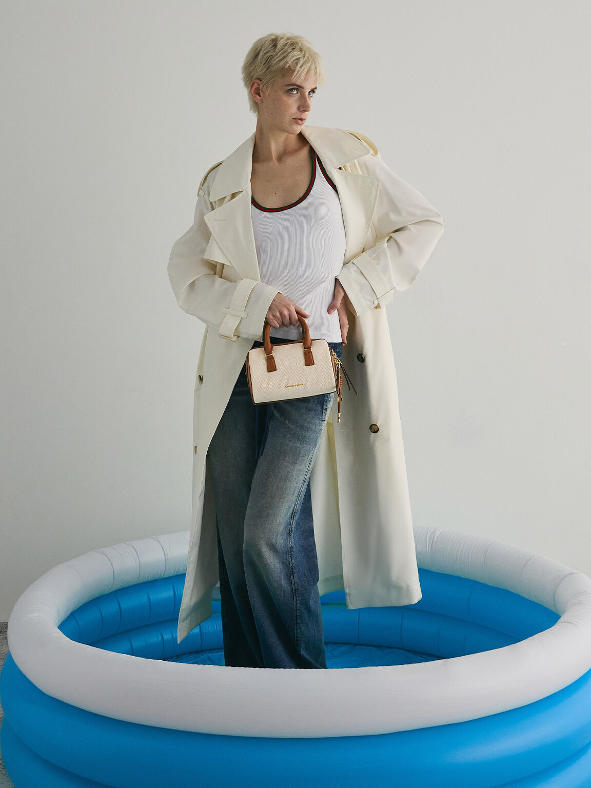 Everleigh エベルレイ ツートーンボウリングバッグ, トープキャンバス, hi-res