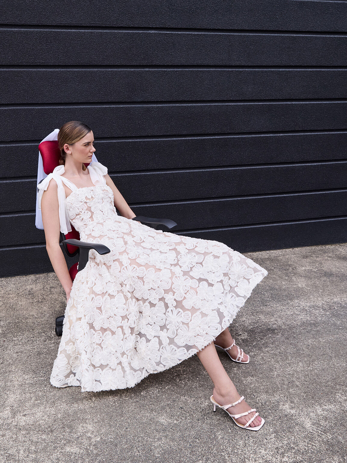 Jessy ジェッシ ボウヒールサンダル, ホワイト, hi-res