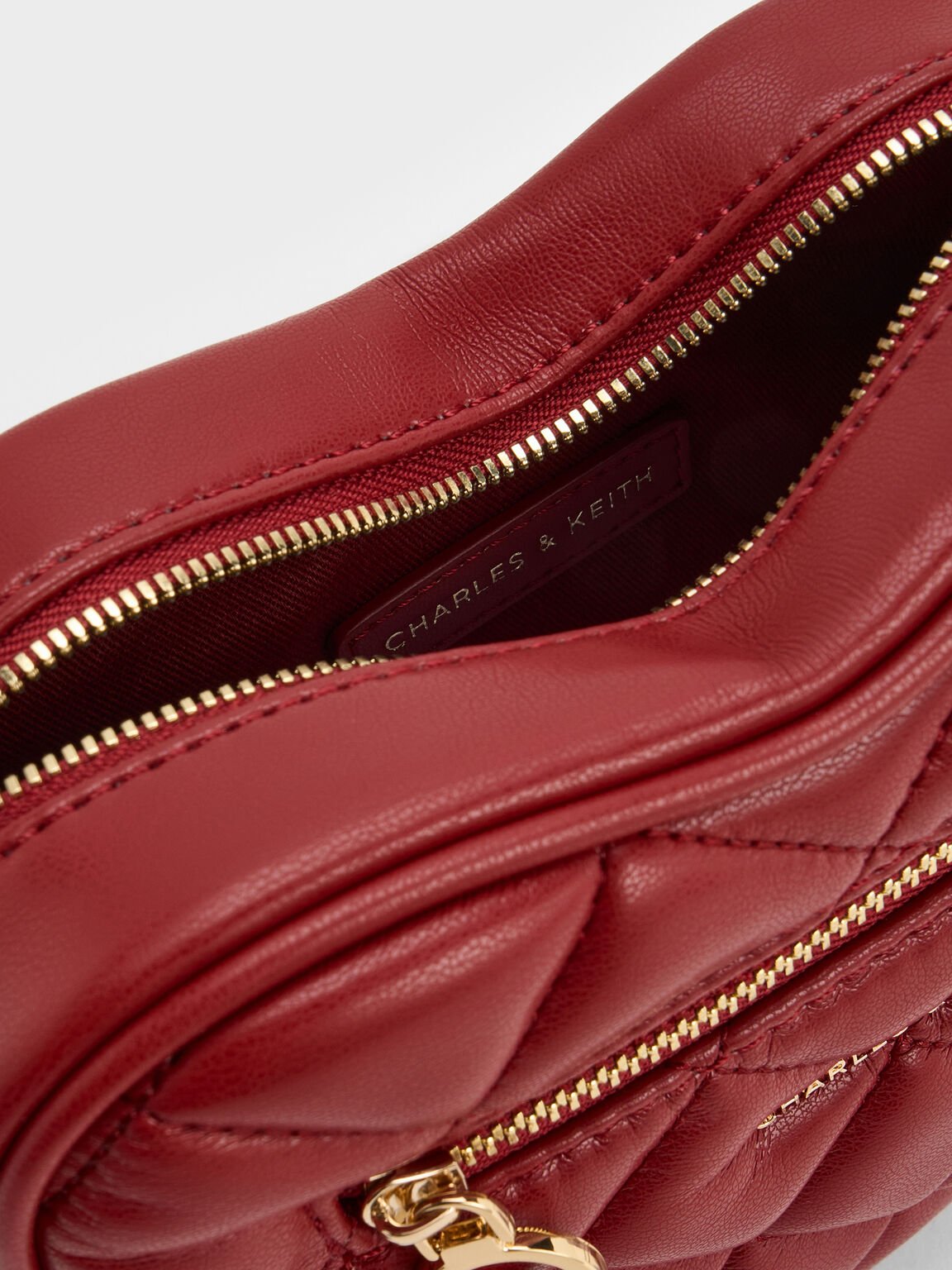 Paffuto パフート キルトハートクロスボディバッグ, トマトレッド, hi-res