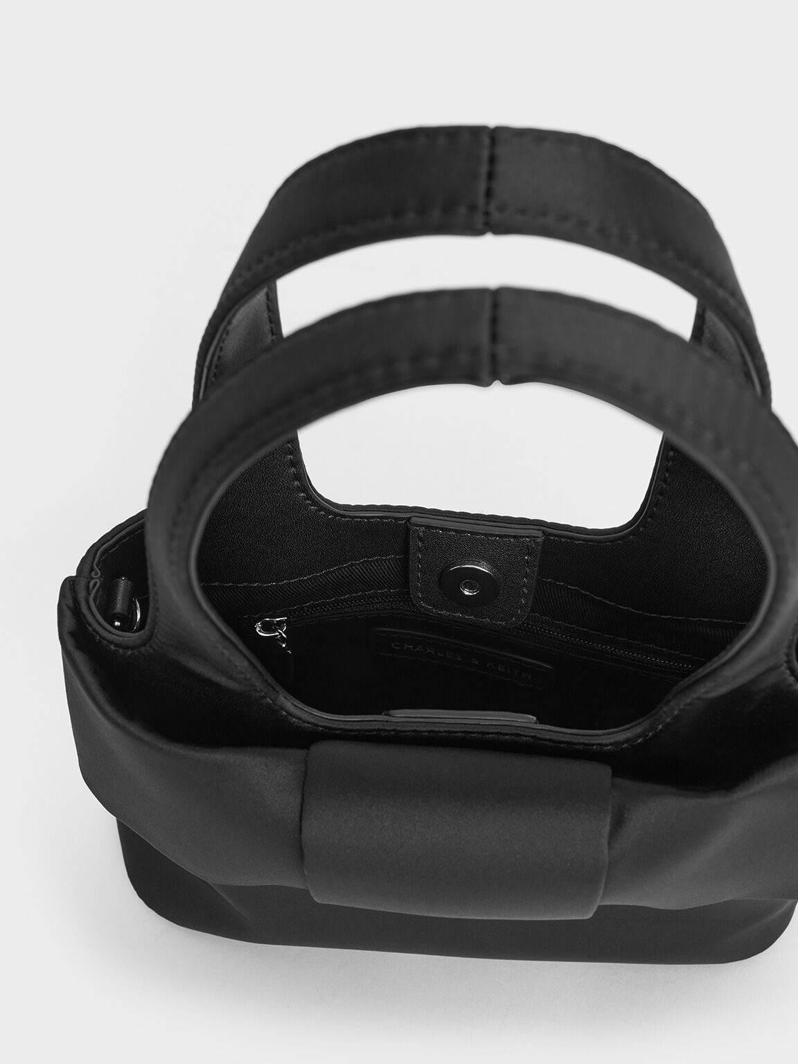 サテン ボウバケツバッグ, ノワール, hi-res