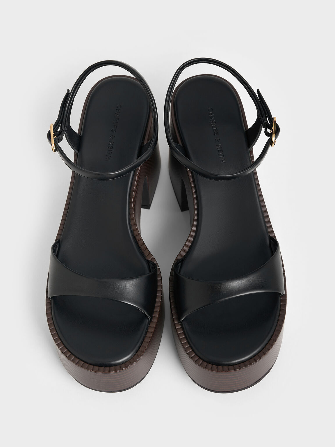 アンクルストラップ プラットフォームサンダル, ブラック, hi-res