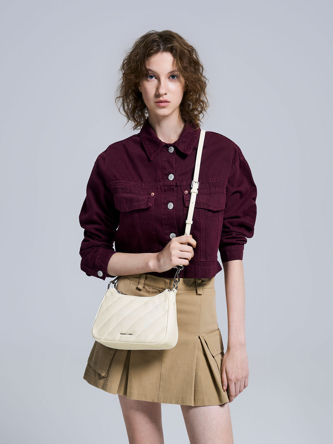 Philomena フィロメナ パッフィーチェーンストラップクロスボディバッグ, クリーム, hi-res