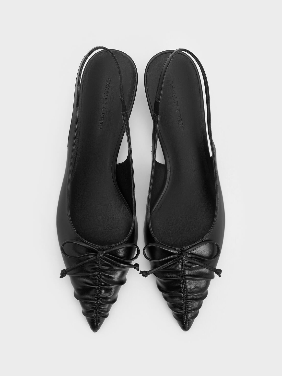 ルーシュド ボウスリングバックキトゥンヒール, ブラック, hi-res