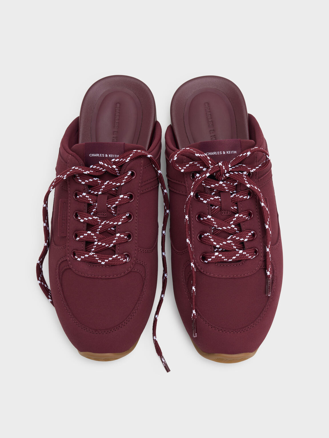 テクスチャー レースアップスリッポンスニーカー, バーガンディ, hi-res