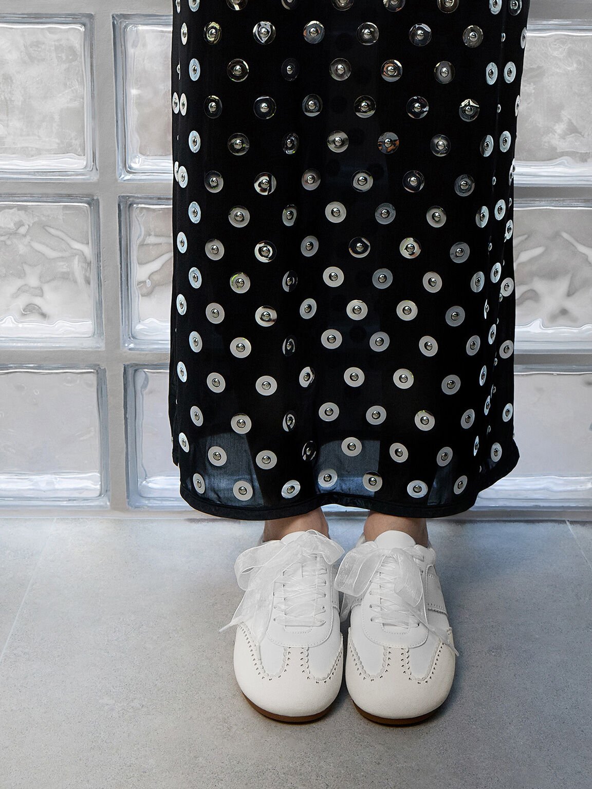 ハート シアーレーススニーカー, ホワイト, hi-res