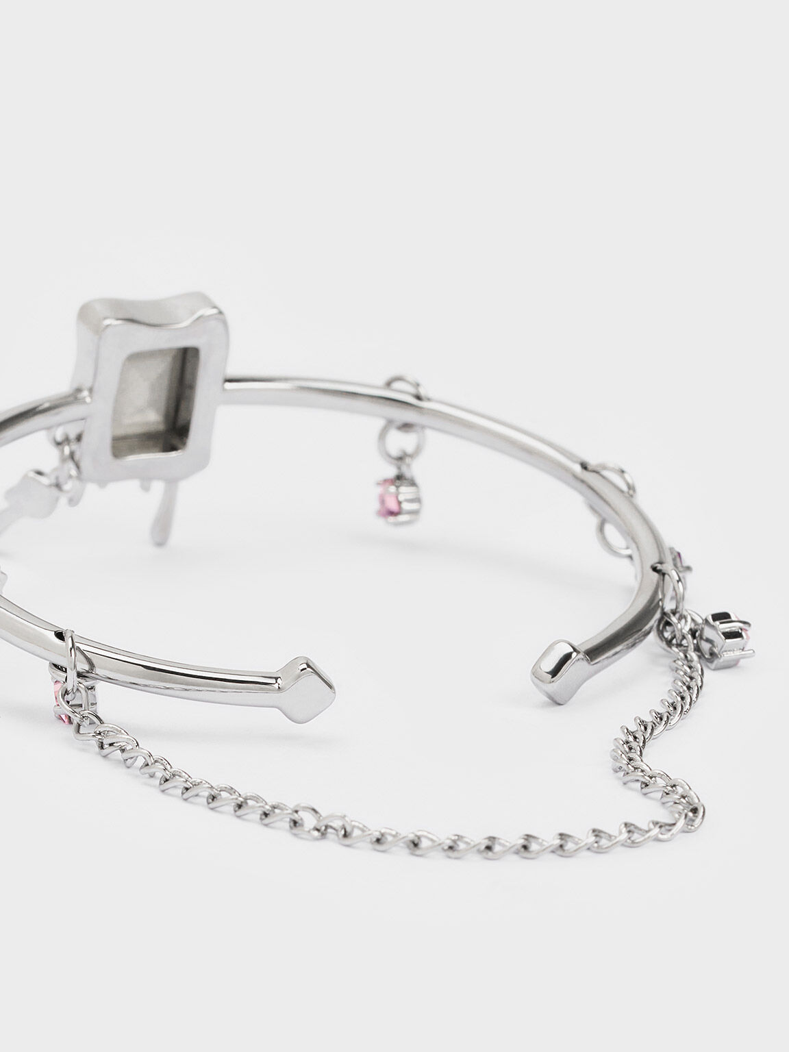 クリスタル ダングリングチャームカーフブレスレット, シルバー, hi-res