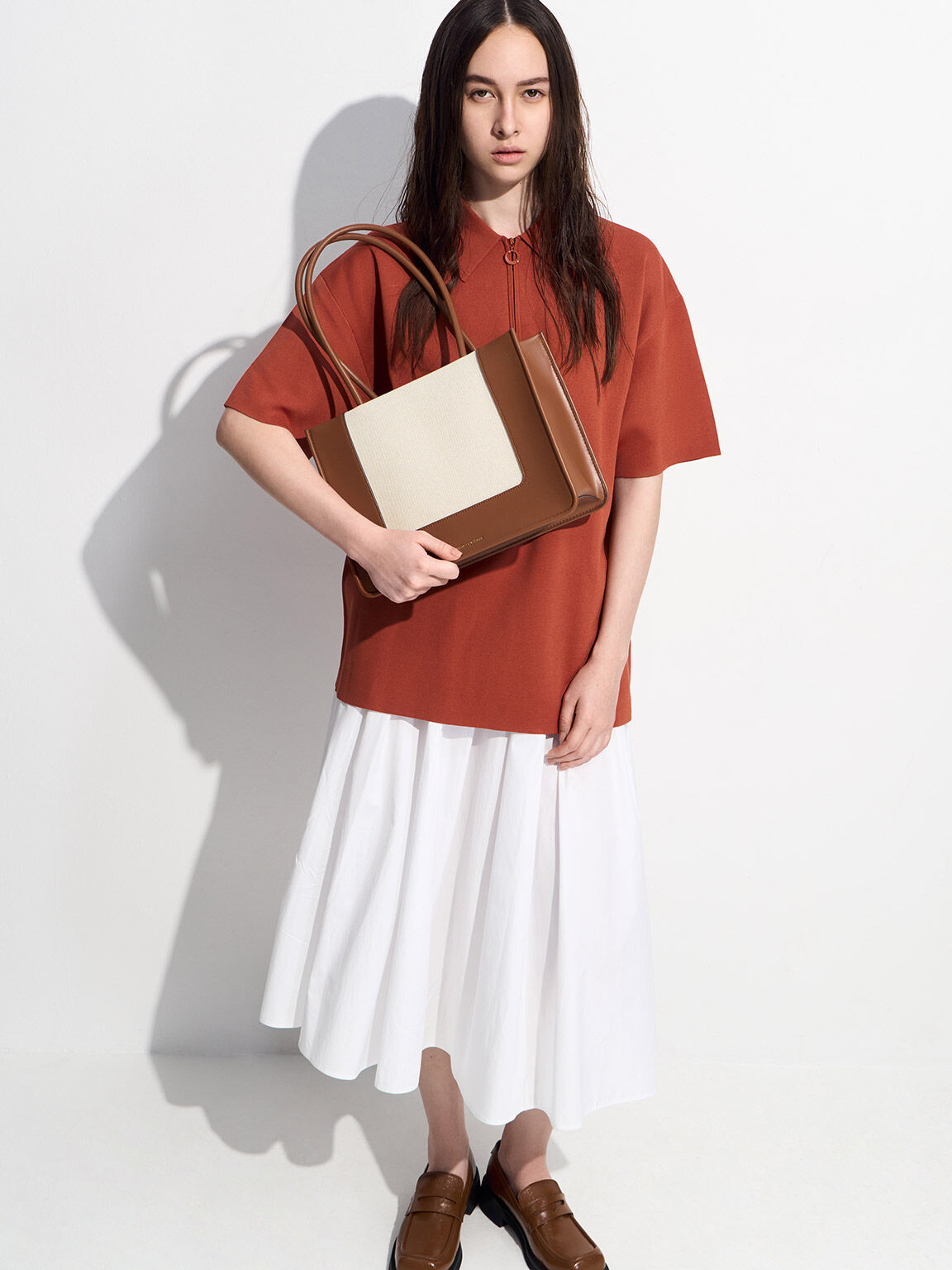 Daylla デイラー デニムトートバッグ, タン, hi-res