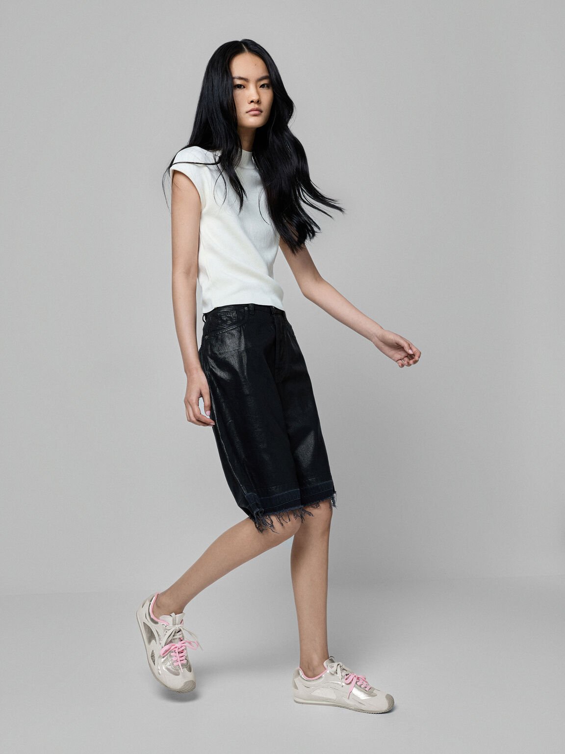 ダブルレース スニーカー, シルバー, hi-res