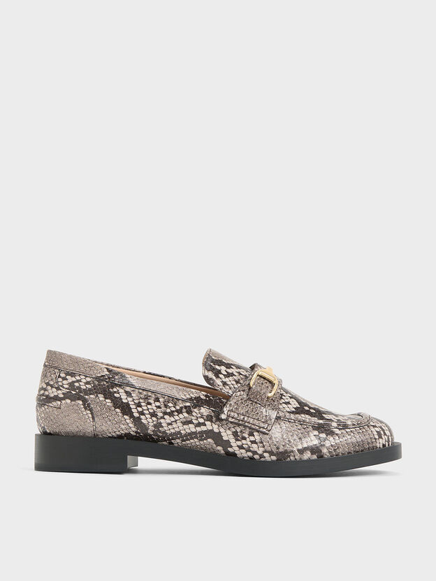 メタリックアクセント ローファー, アニマルプリントナチュラル, hi-res
