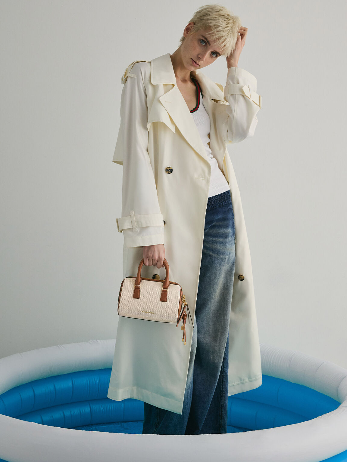 Everleigh エベルレイ ツートーンボウリングバッグ, トープキャンバス, hi-res