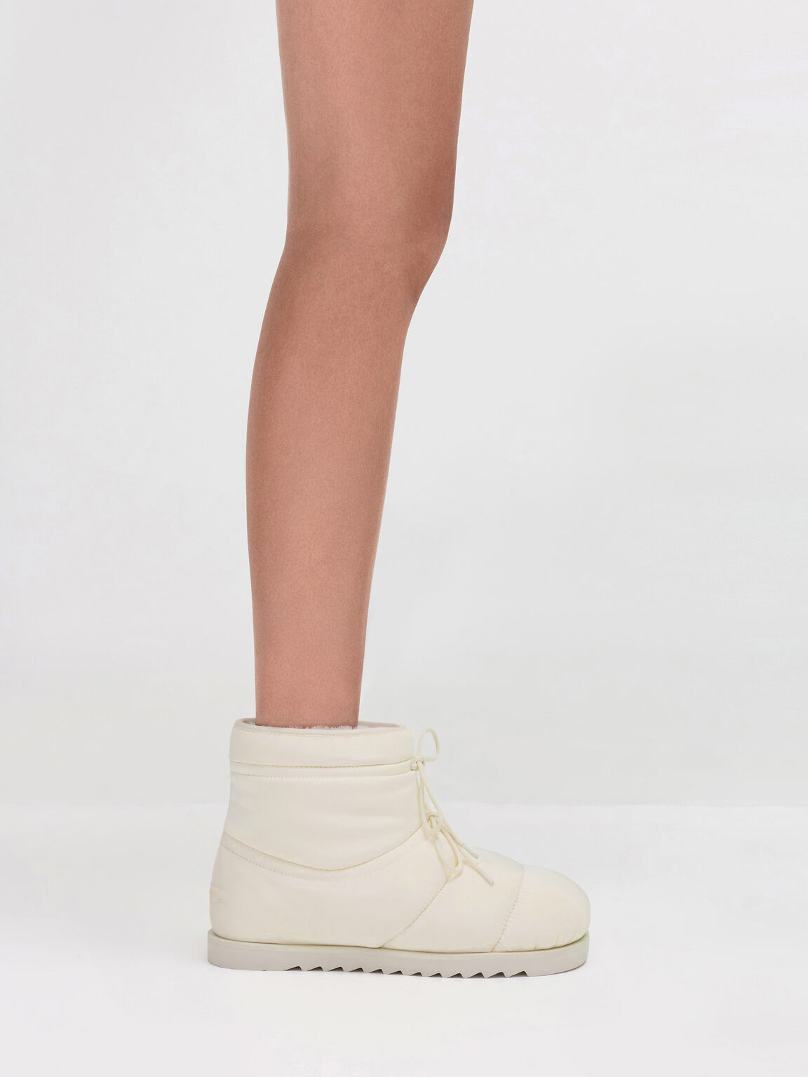 Egan イーガン ナイロンパフィーパネルド レースアップアンクルブーツ, チョーク, hi-res