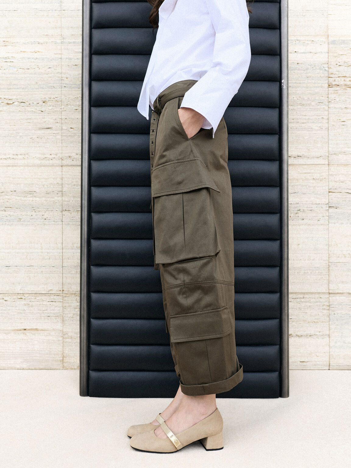 Lando ランド メタリックバックルメリージェーンパンプス, ベージュ, hi-res