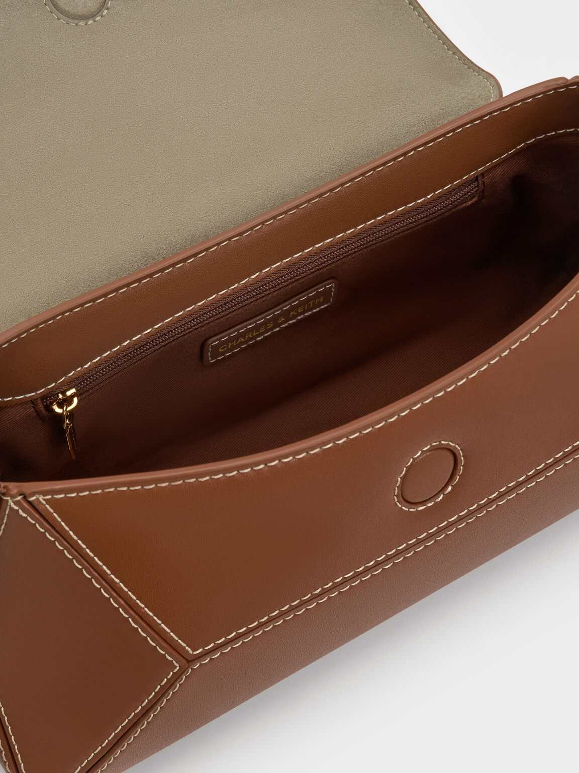 Nasrin ナスリン ジオメトリックショルダーバッグ, チョコレート, hi-res