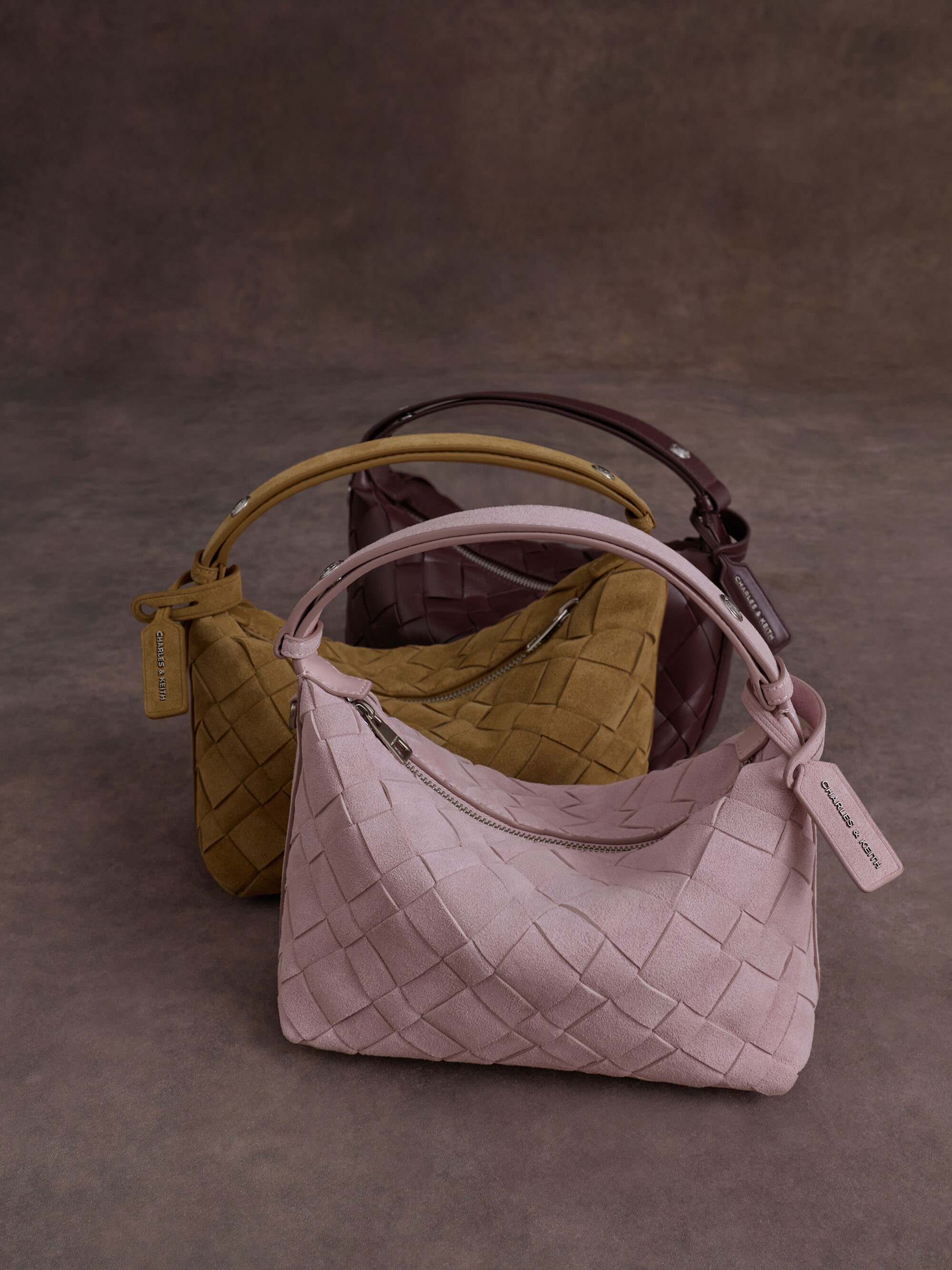 Ivette イヴェット ウーブンショルダーバッグ - ワインベリーレッド