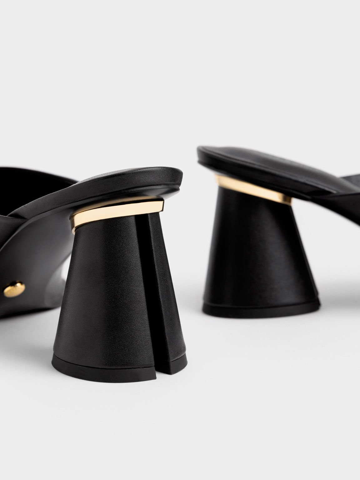 Medina メディナ レザーシリンダーヒールミュール, ブラック, hi-res