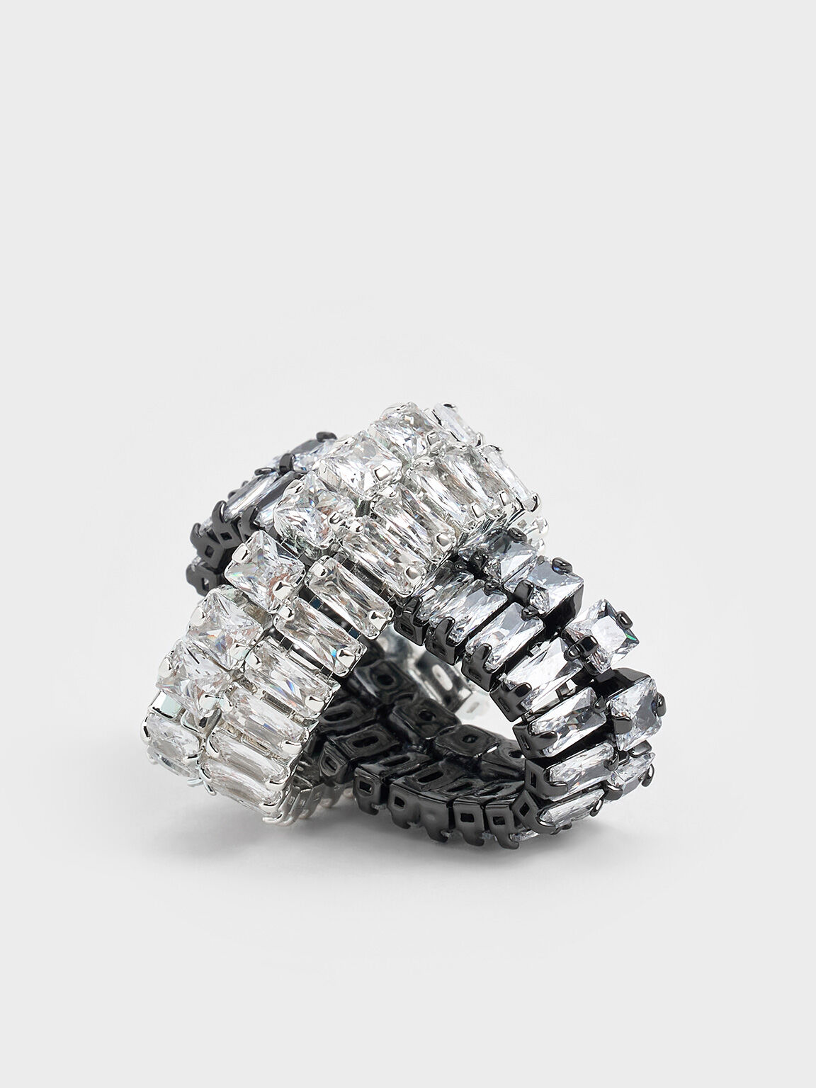 クリスタル ダブルロー エタニティーリング, シルバー, hi-res