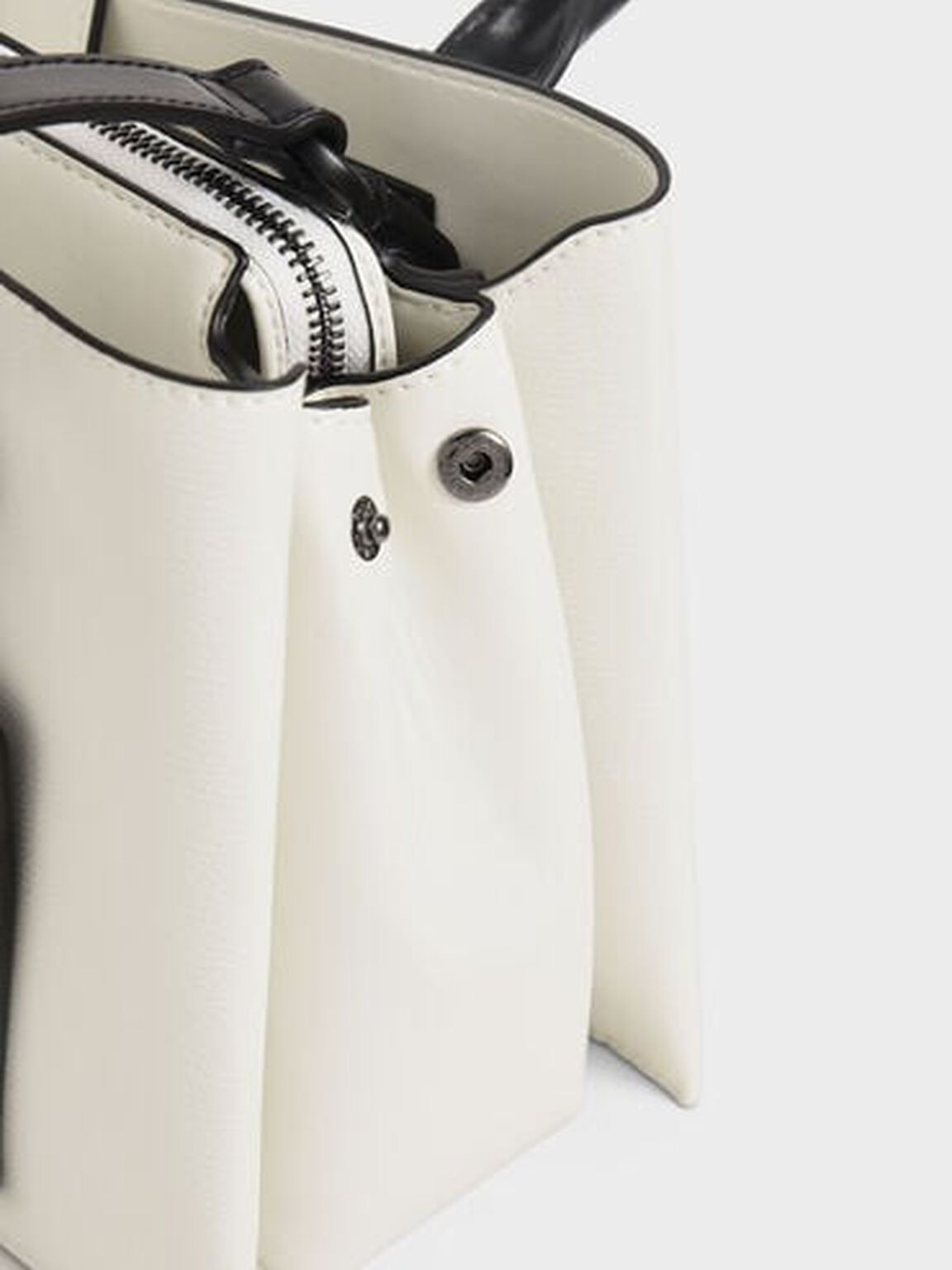 ダブルトップハンドル ストラクチャードバッグ, ホワイト, hi-res