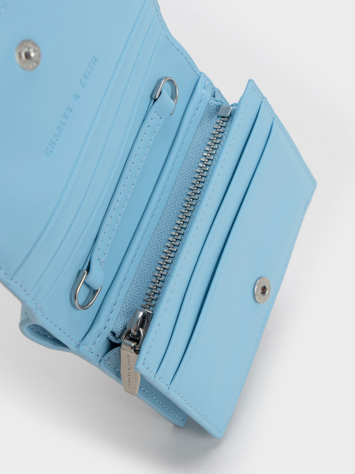 スナップボタン ミニショートウォレット, ライトブルー, hi-res