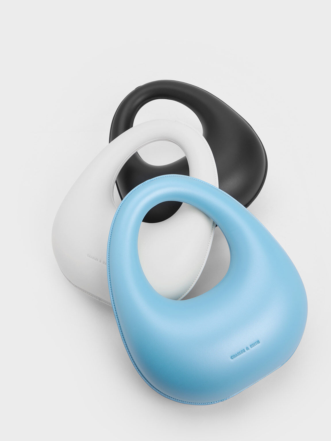 スカルプチュア トップハンドルムーンバッグ, ホワイト, hi-res