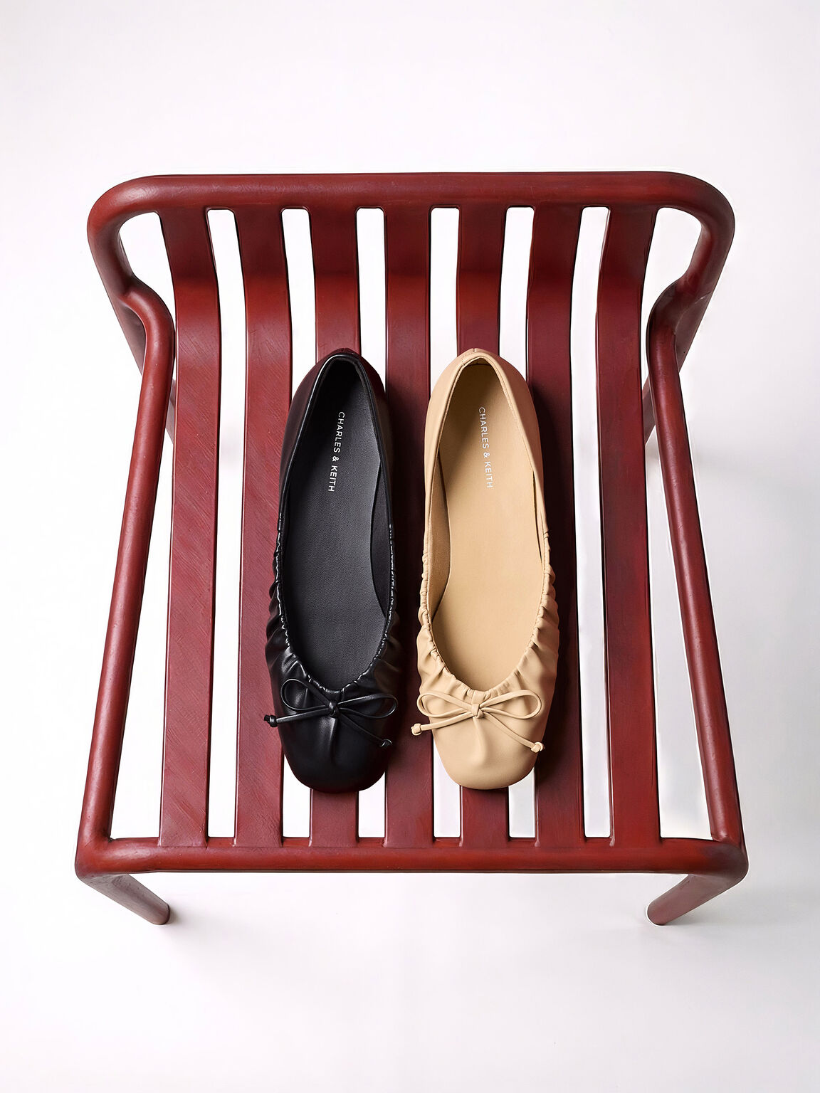 ルーシュドボウ バレエフラット, ブラック, hi-res